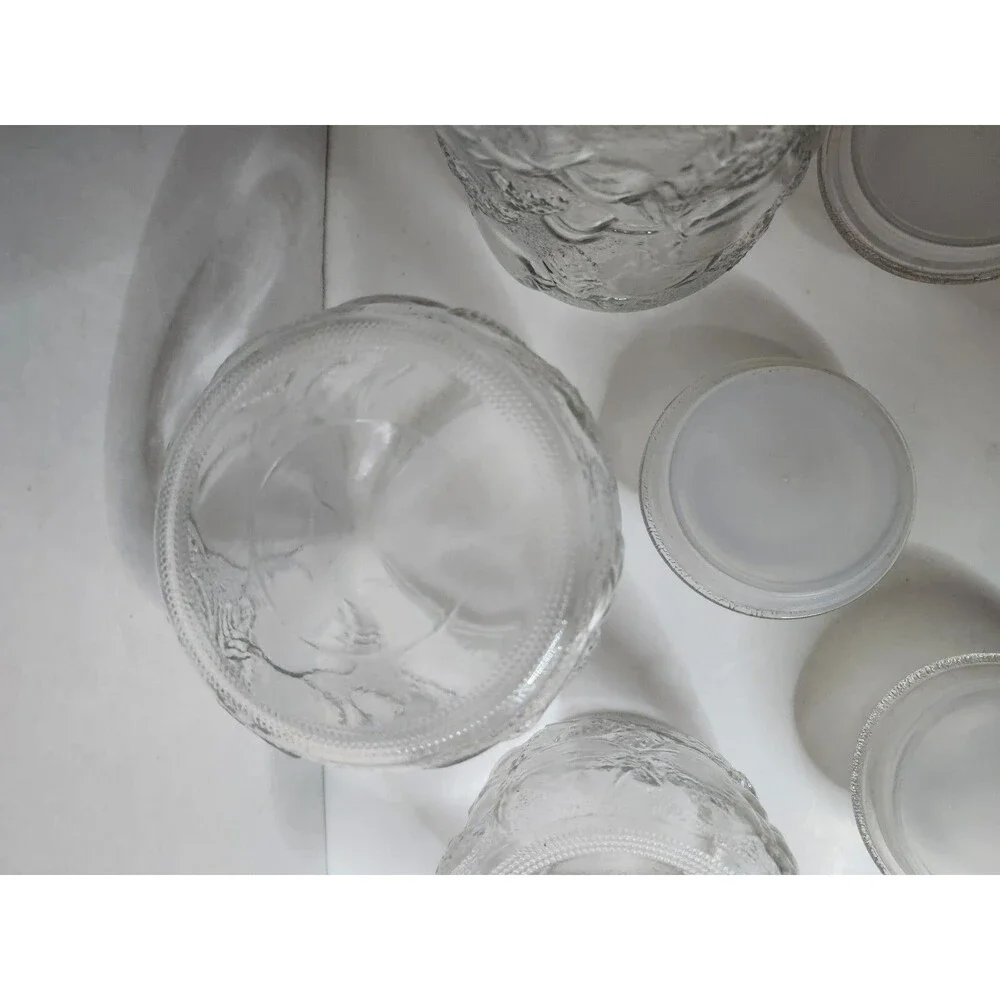 Vintage Libbey Glass Orchard Fruit Embossed Clear Glass Canisters Set of 3